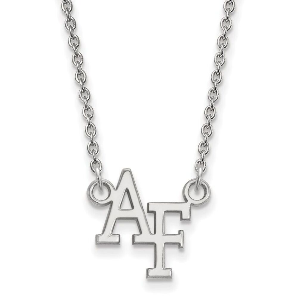 Sterling Silver Air Force Academy Small 'AF' Pendant Necklace